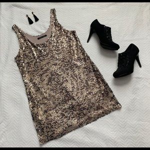 Sweet Rain Gold Sequin Mini Dress